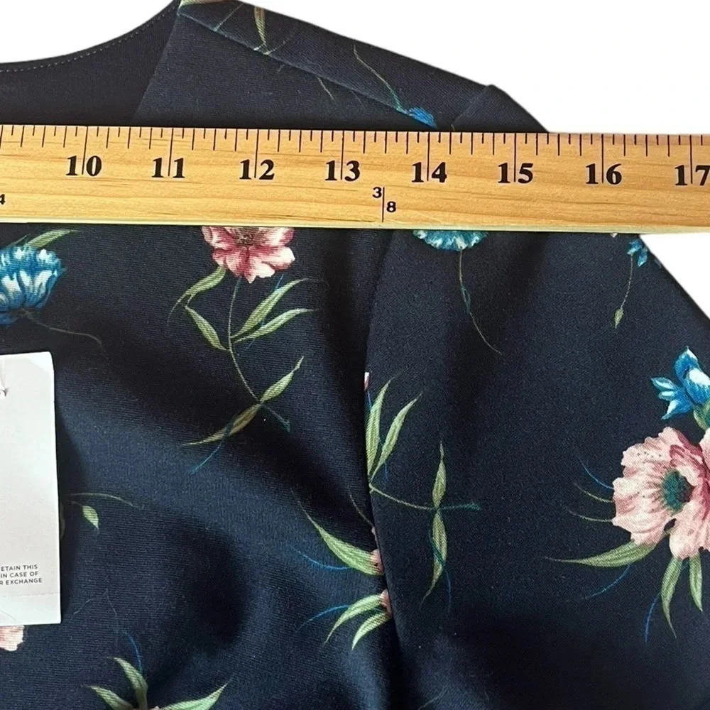 NWT Loft Outlet Floral Business Pleated waist Midi short Sleeve Office Size 2 - Picture 6 of 14